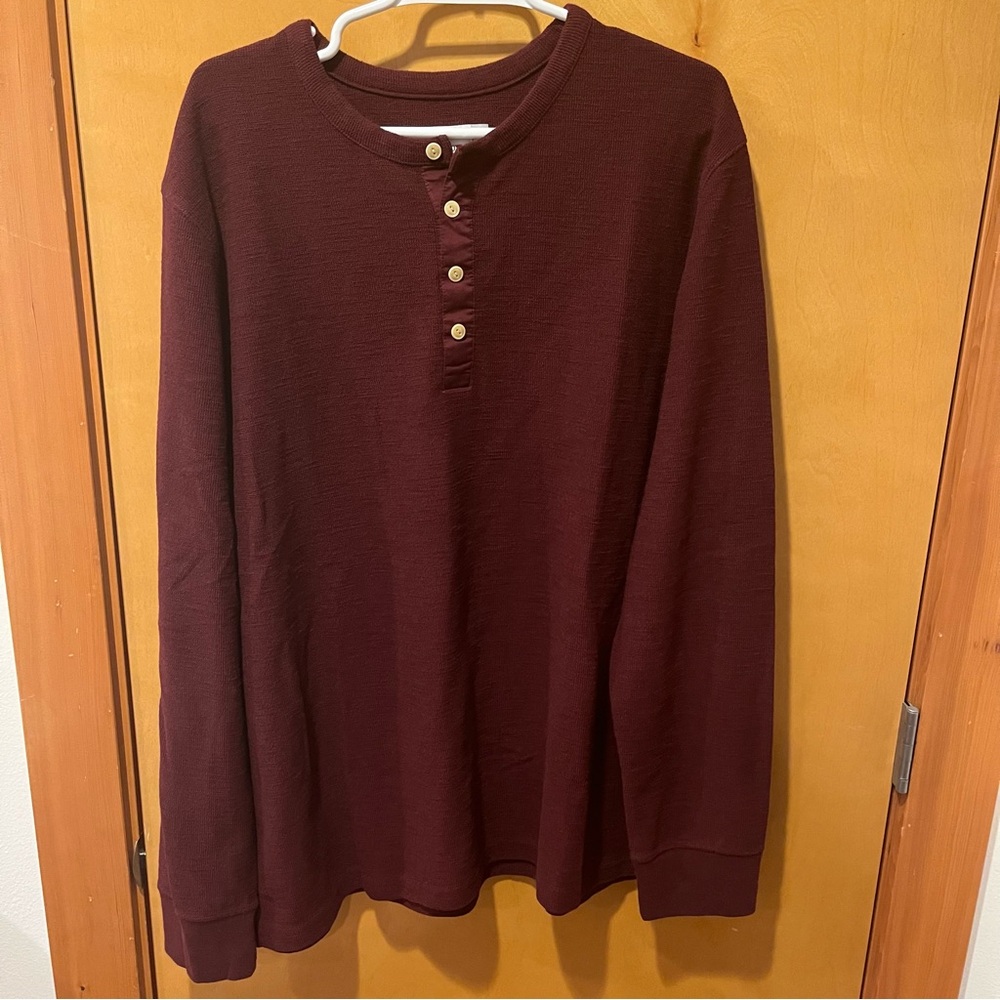 Goodfellow mens red burgundy long sleeve Henley xxl